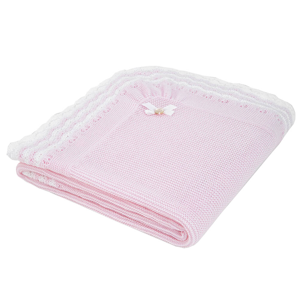 Nini - Blanket With Cream Trim - Pink main image 1
