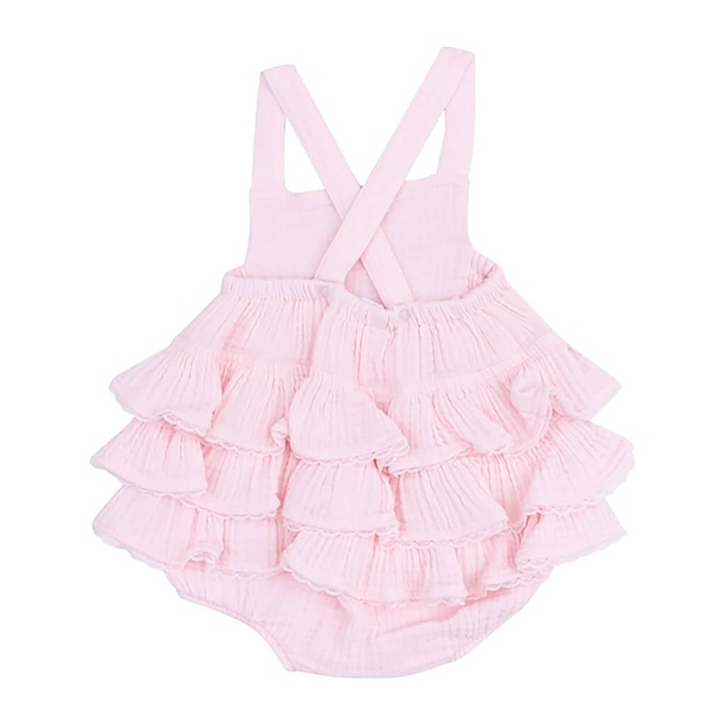 Ballerina Ruffle Sunsuit Solid Muslin Pink  NINI and LOLI