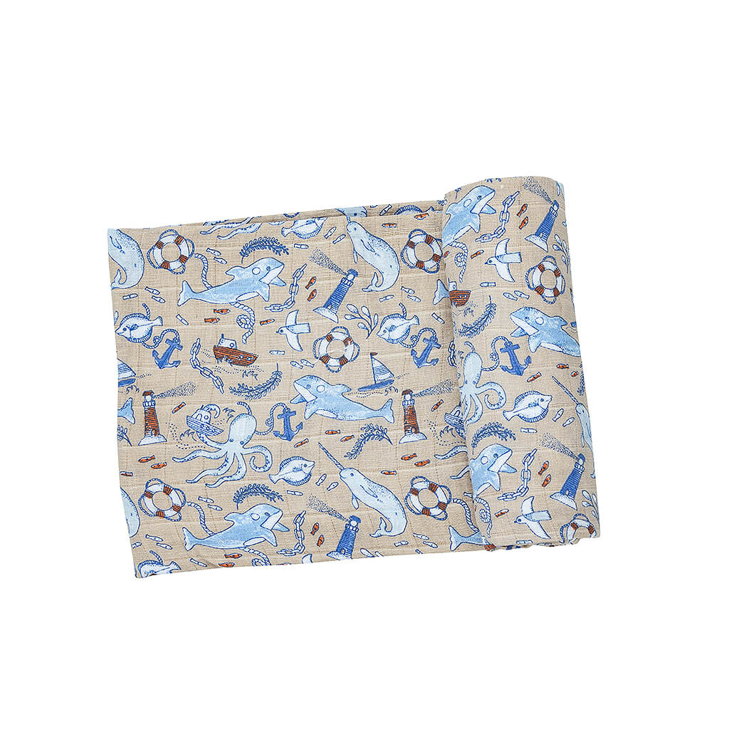 Angel Dear Muslin Swaddle Blanket Nautical Notebook NINI and LOLI
