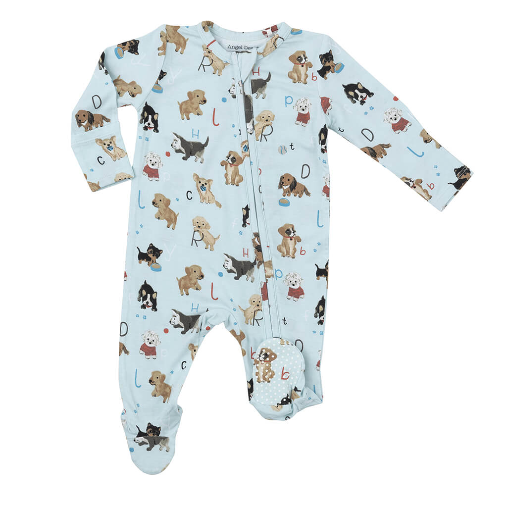 Angel Dear 2 Way Zipper Footie- Black & White Farm Animals