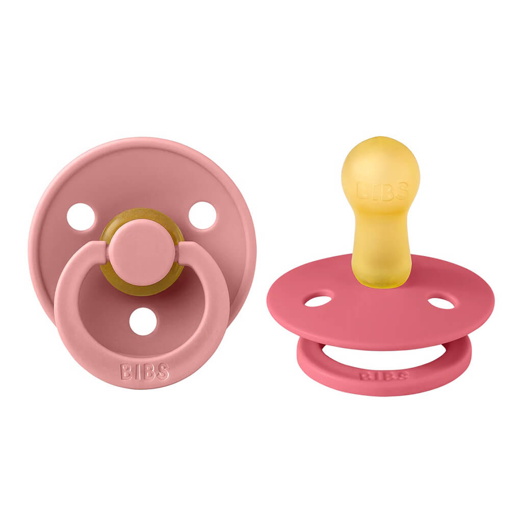 Bibs Natural Rubber Pacifier 2 Pack Dusty Pink Coral