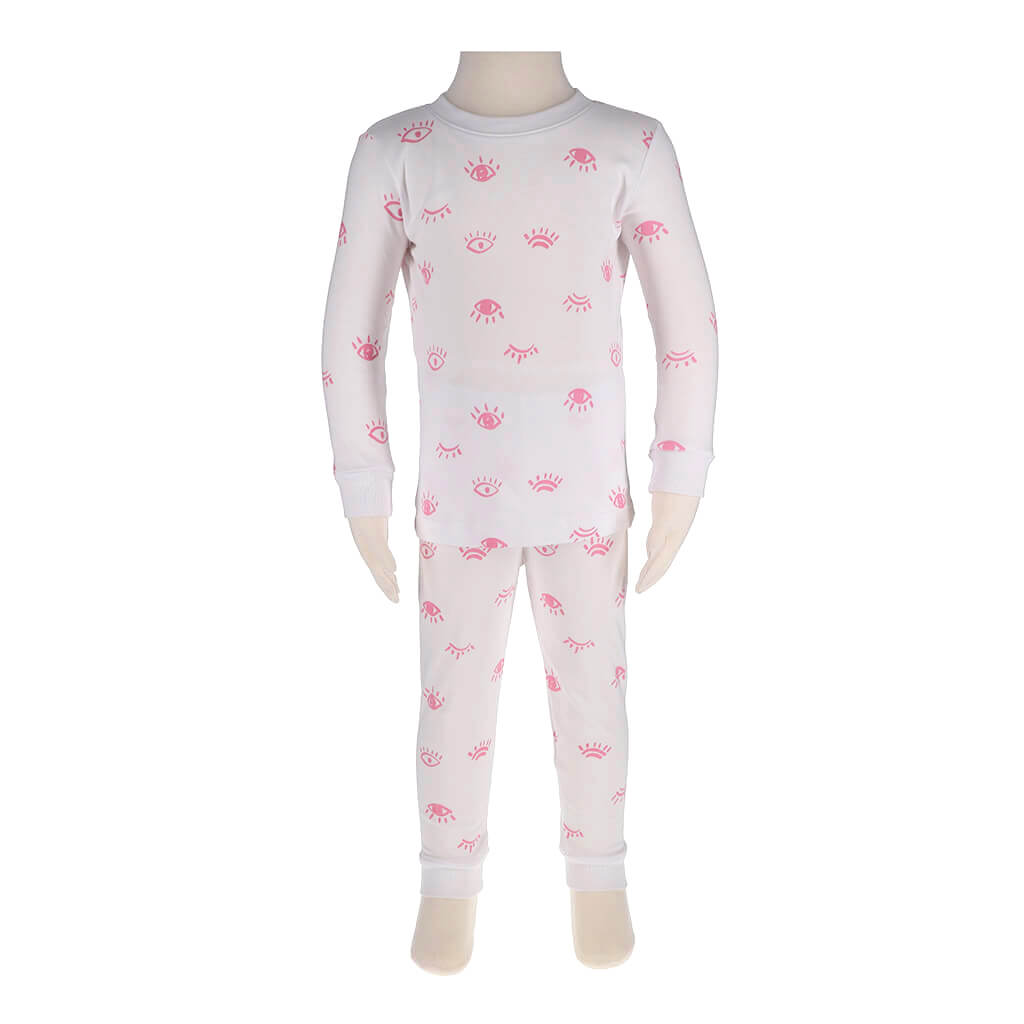 2 Piece Pajamas Eyes White/Pink