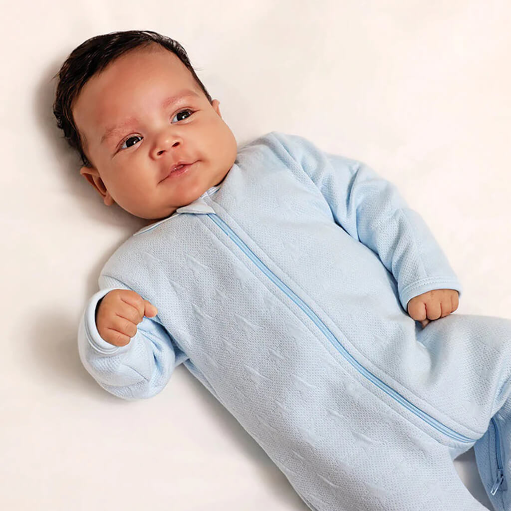 Baby Loren Boys Blue Toile Zipper Footie main image 0
