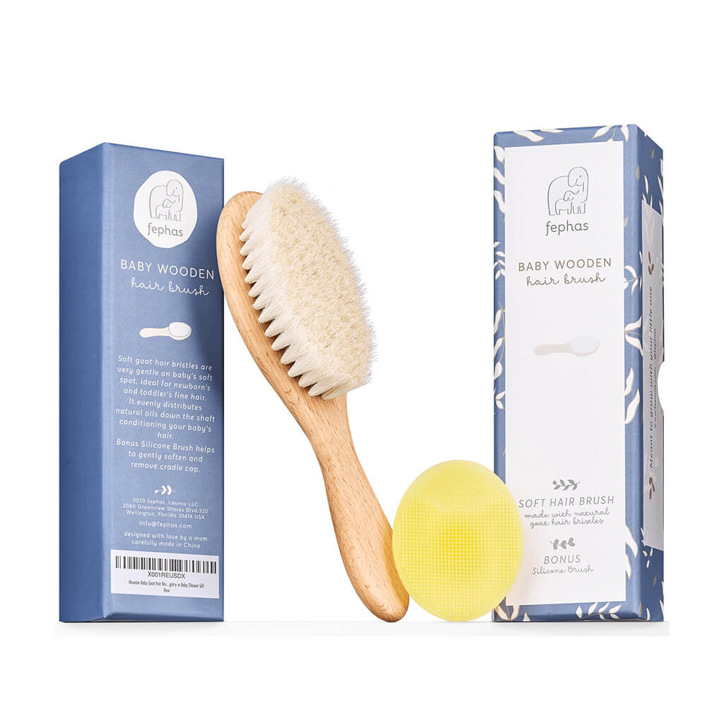 Fephas Goat Hair Brush Baby Hair Brush NINI and LOLI