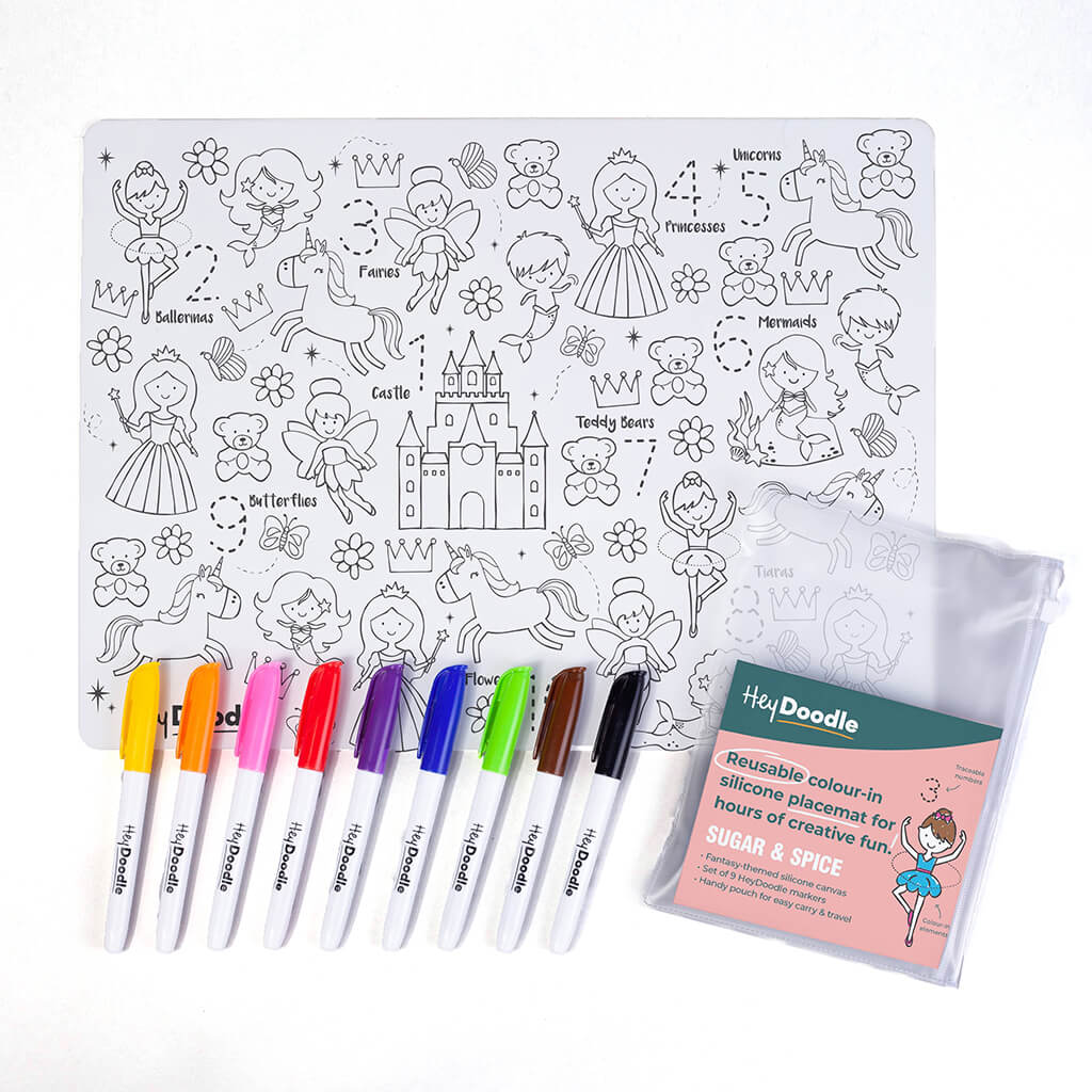 Reusable Coloring Placemat Set 123 Sugar and Spice