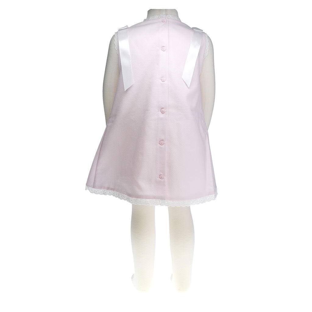 Ella Pink Pique Dress with White Lace