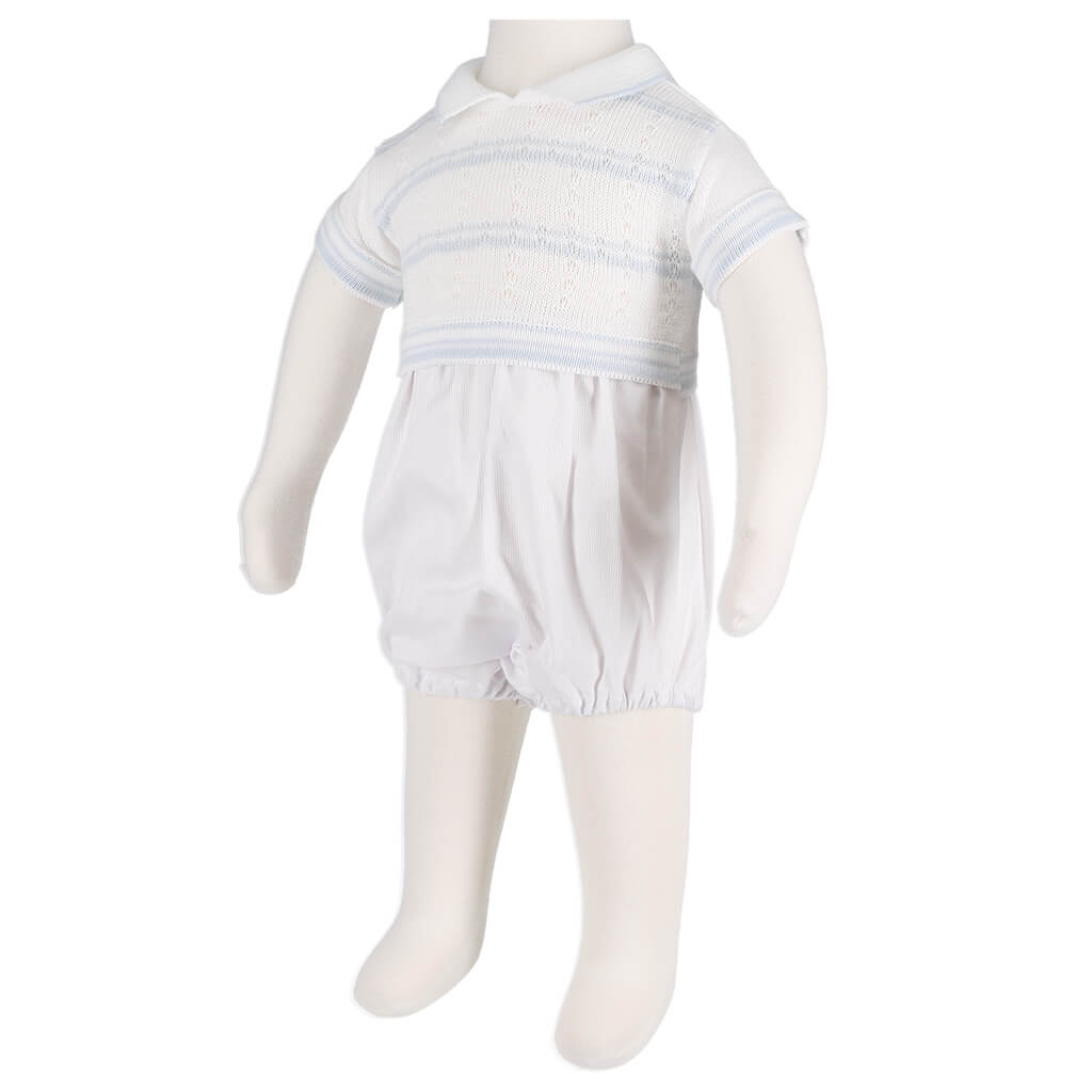 Knitted Romper with Pique Bottom