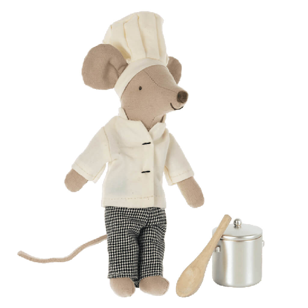 Maileg Chef Mouse Doll with Soup Pot and Spoon