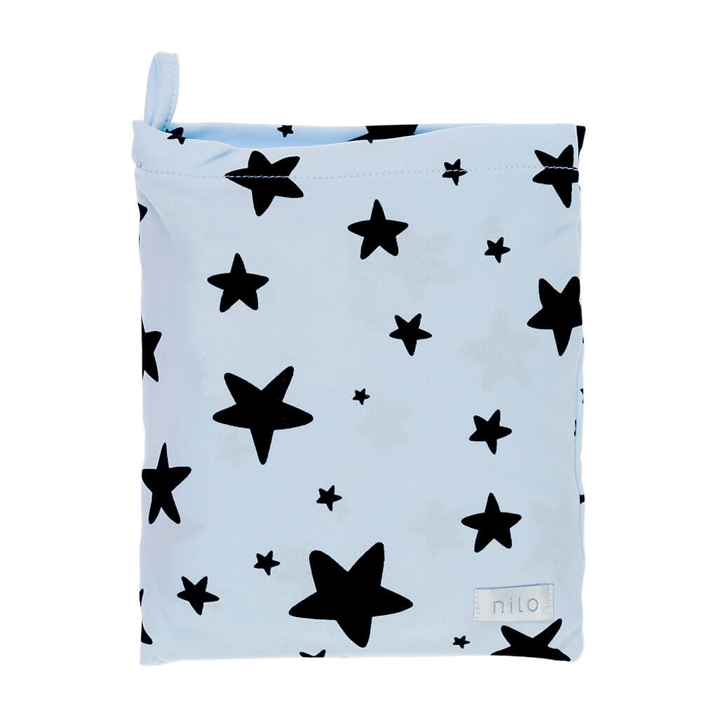 Bassinet Sheet Black Stars/Light Blue