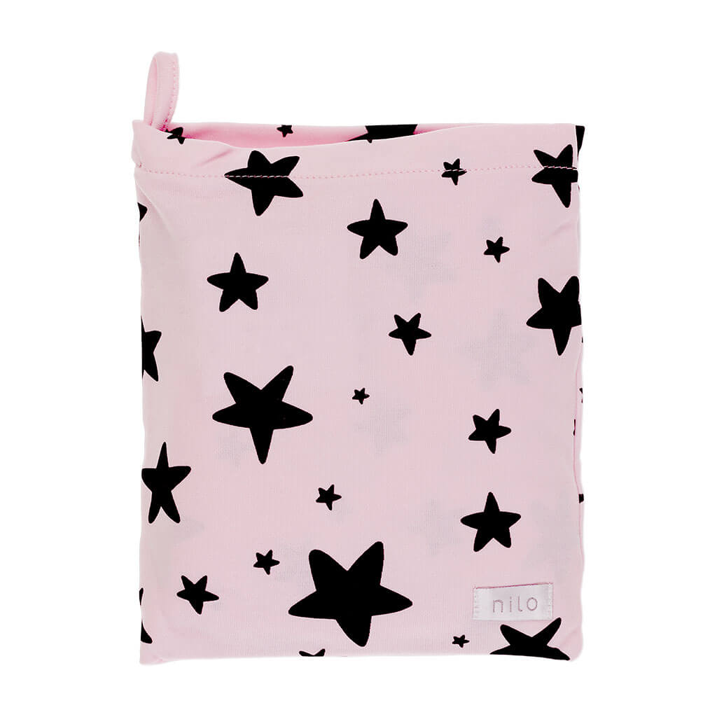 Bassinet Sheet Black Stars/Pink