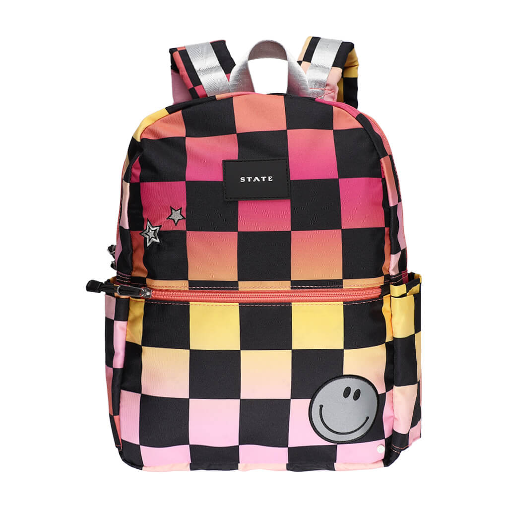 State Bags Kane Kids Travel Backpack Pink Checkerboard NINI and LOLI