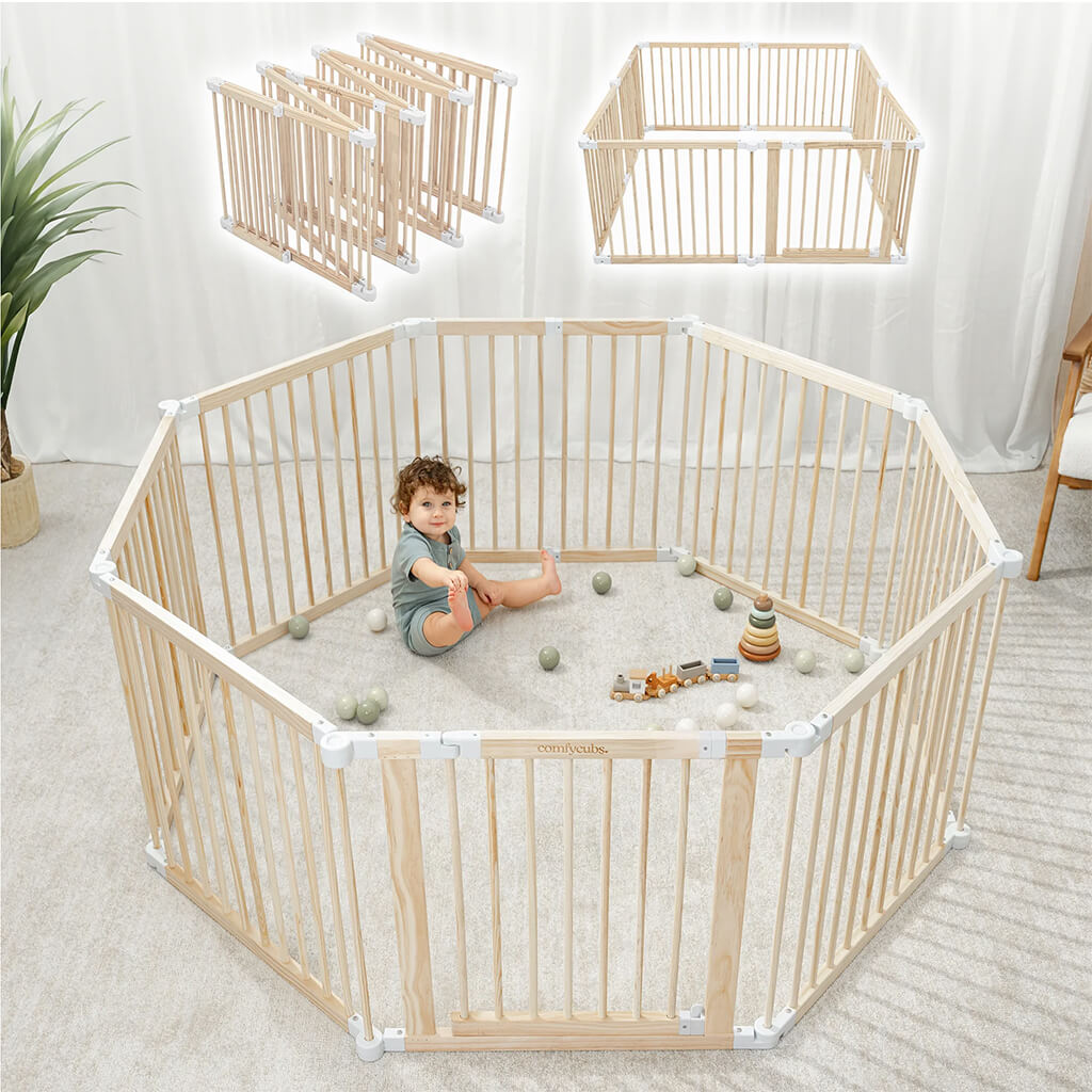 Color_Natural Wood | 2-in-1 Playpen and Gate | NINI and LOLI