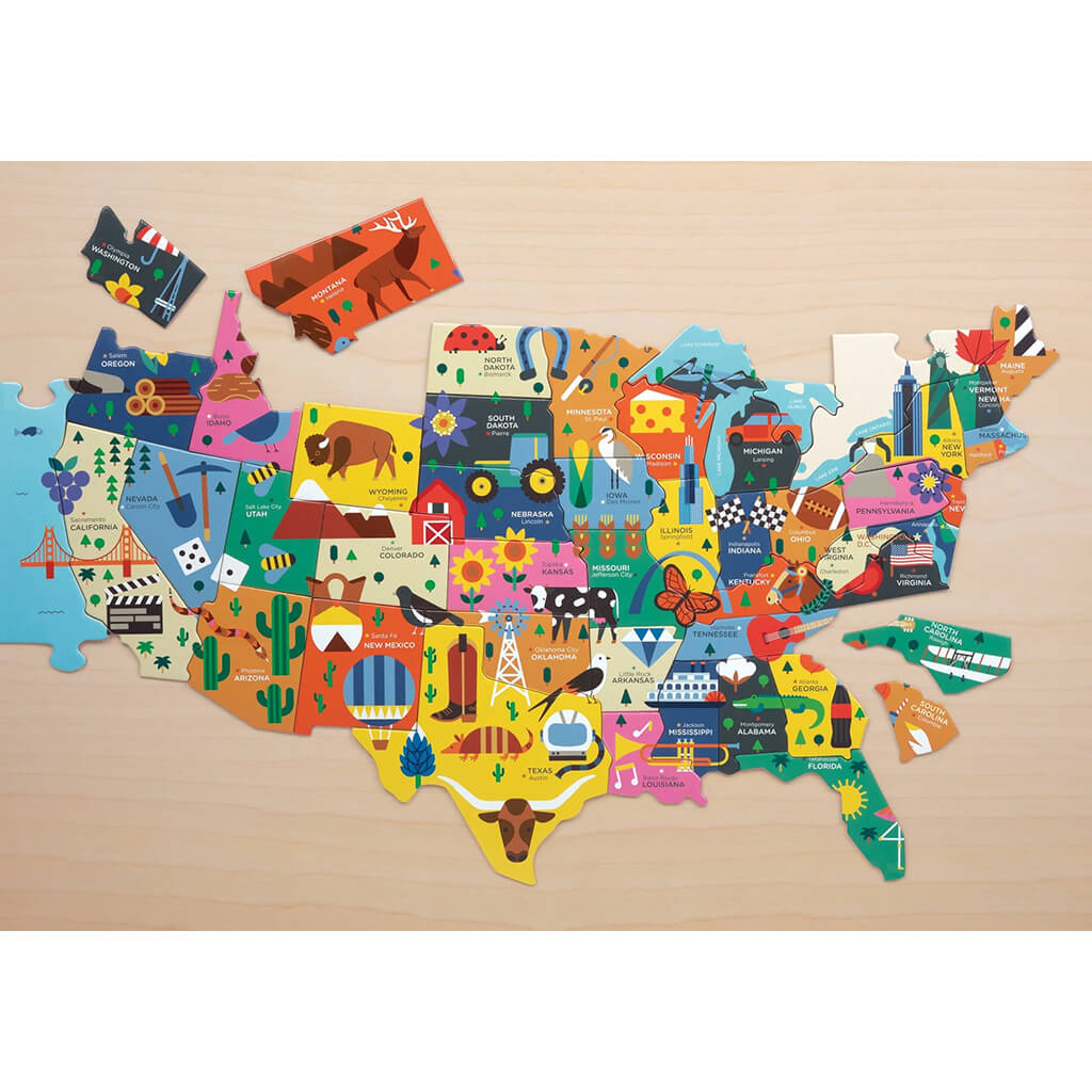 Geography Map of USA Puzzle 70 Piece – NINI and LOLI