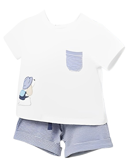 MYL 2 Pieces Knit Short Set Cerulean Puppy