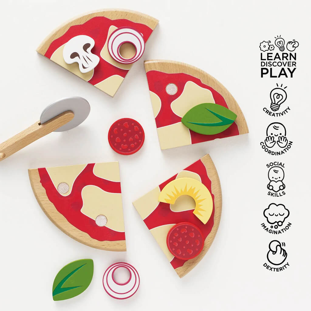 Pizza and Toppings with Slice Cutter