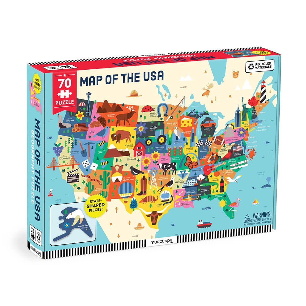 Geography Map of USA Puzzle 70 Piece – NINI and LOLI
