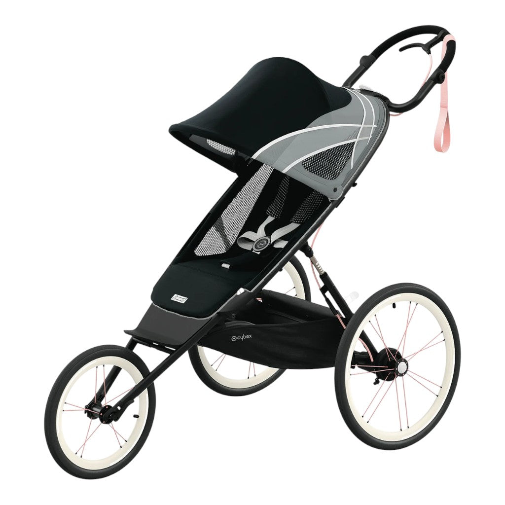 AVI Jogging Stroller Bundle Black/Pink Frame + All Black Seat Pack