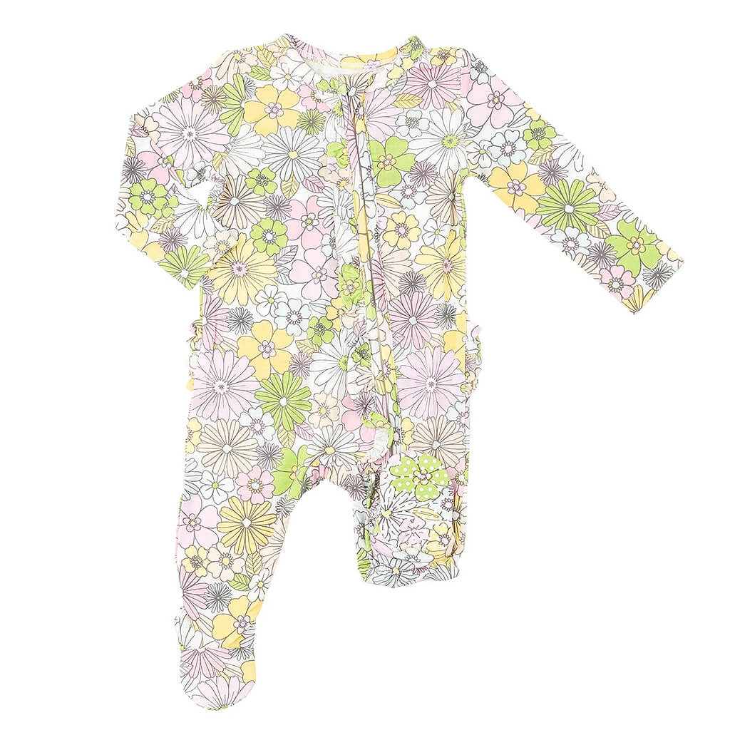 Ruffle Footie Mixed Retro Floral