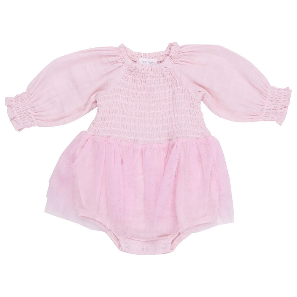 Long Sleeve Smocked Tutu Bubble Ballet Pink