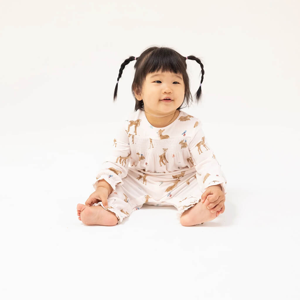 Angel Dear Smocked Romper Soft Deer