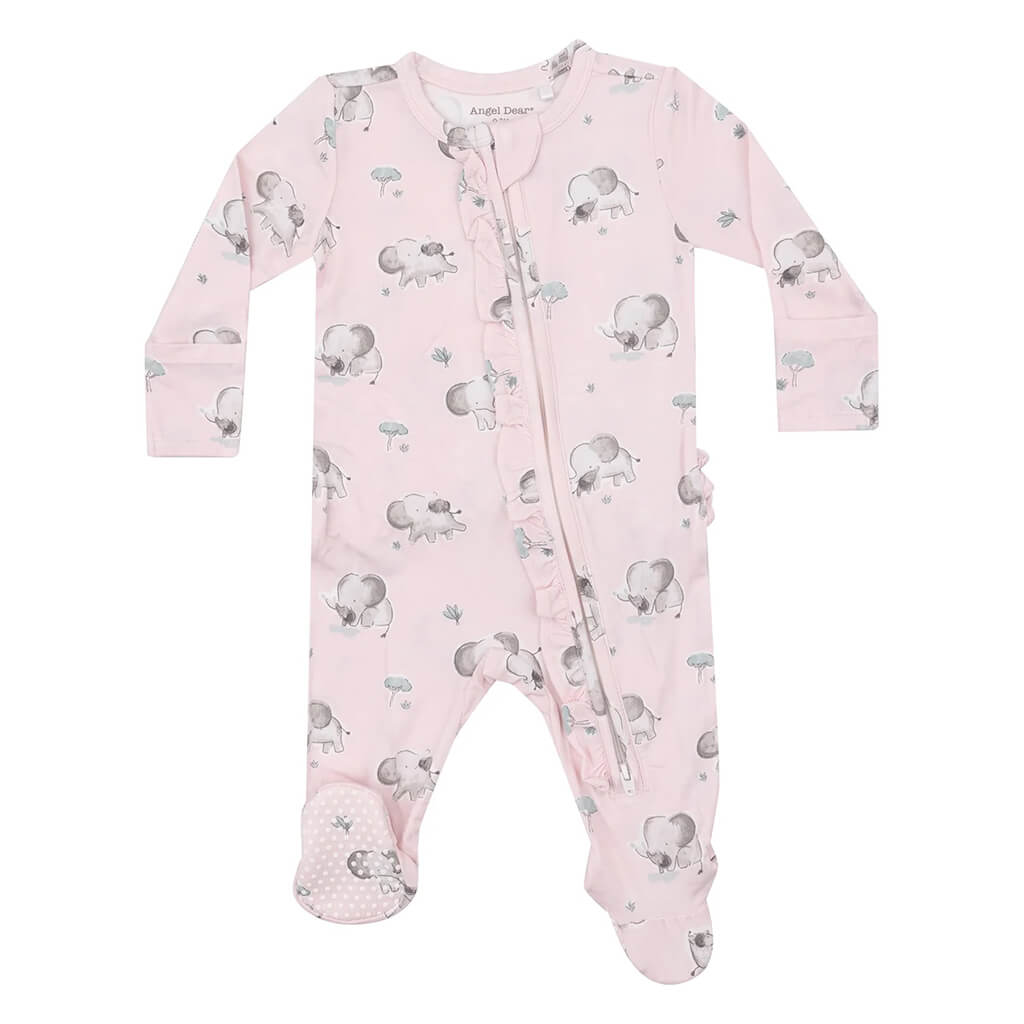 Angel Dear 2-Way Zipper Footie Gray Elephants