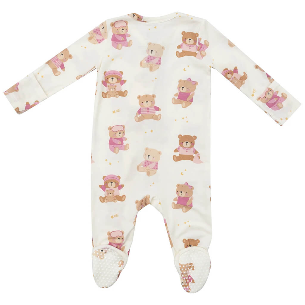 Angel Dear 2-Way Ruffle Zipper Footie Teddy Bears Pink