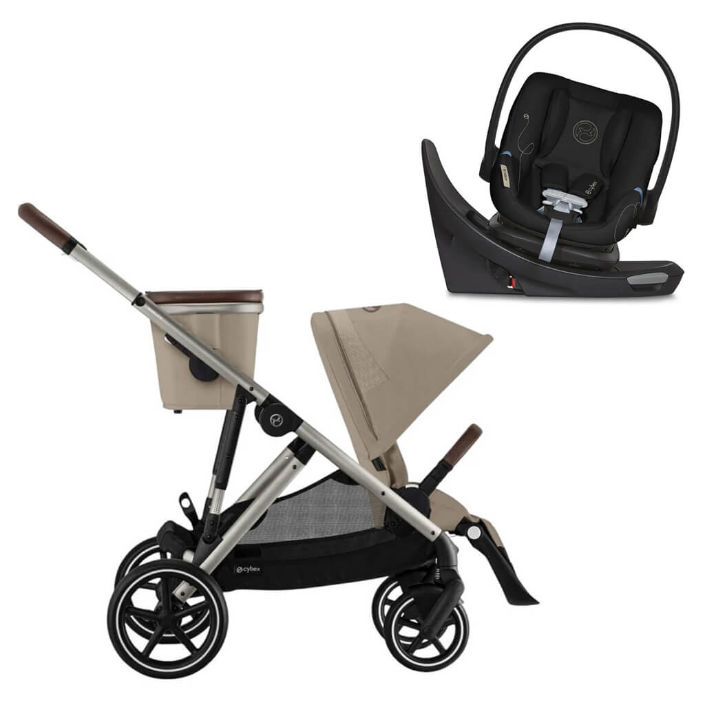 Color_Almond Beige (Taupe Frame)/Moon Black | Gazelle S 2 Stroller + Cloud G Lux | NINI and LOLI