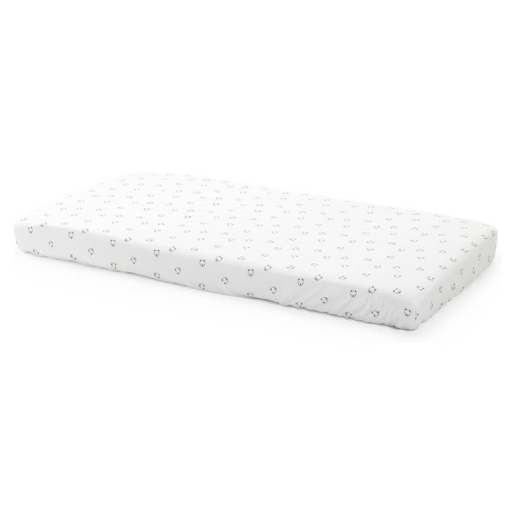 Home Crib Fitted Sheet White Monochrome Bear