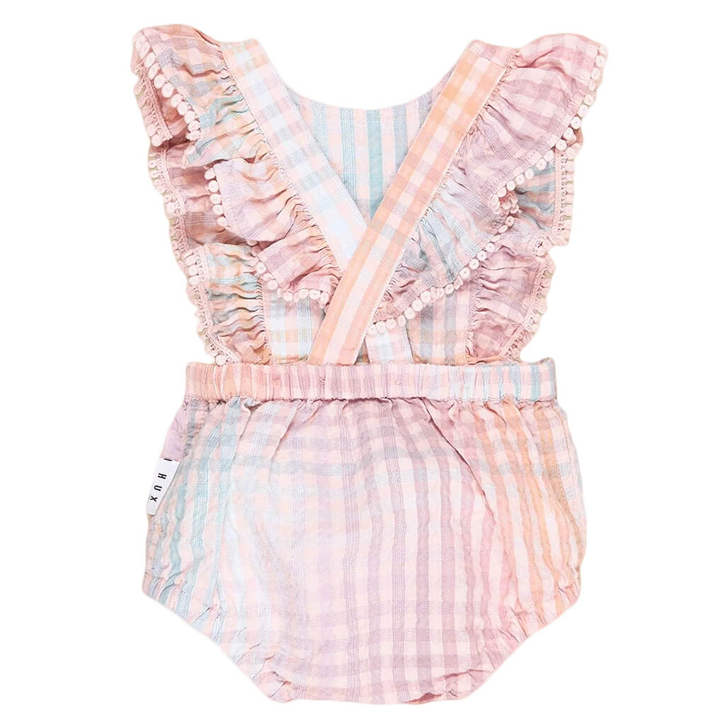 Frill Playsuit Rainbow Check 3-6M