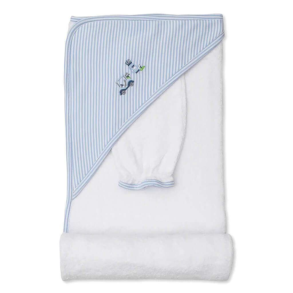 Kissy Kissy Hooded Towel With Mitt Set Golf Club Blue