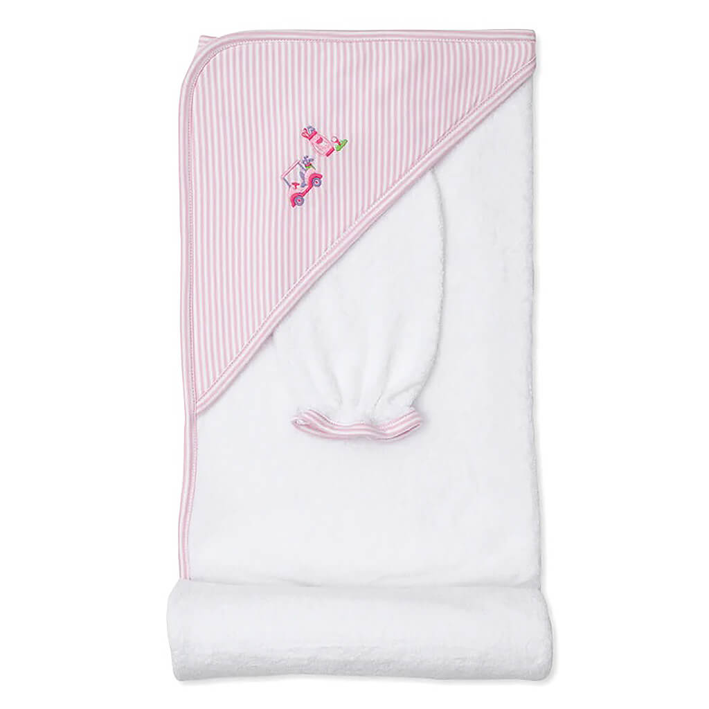 Kissy Kissy Hooded Towel With Mitt Set Golf Club Pink
