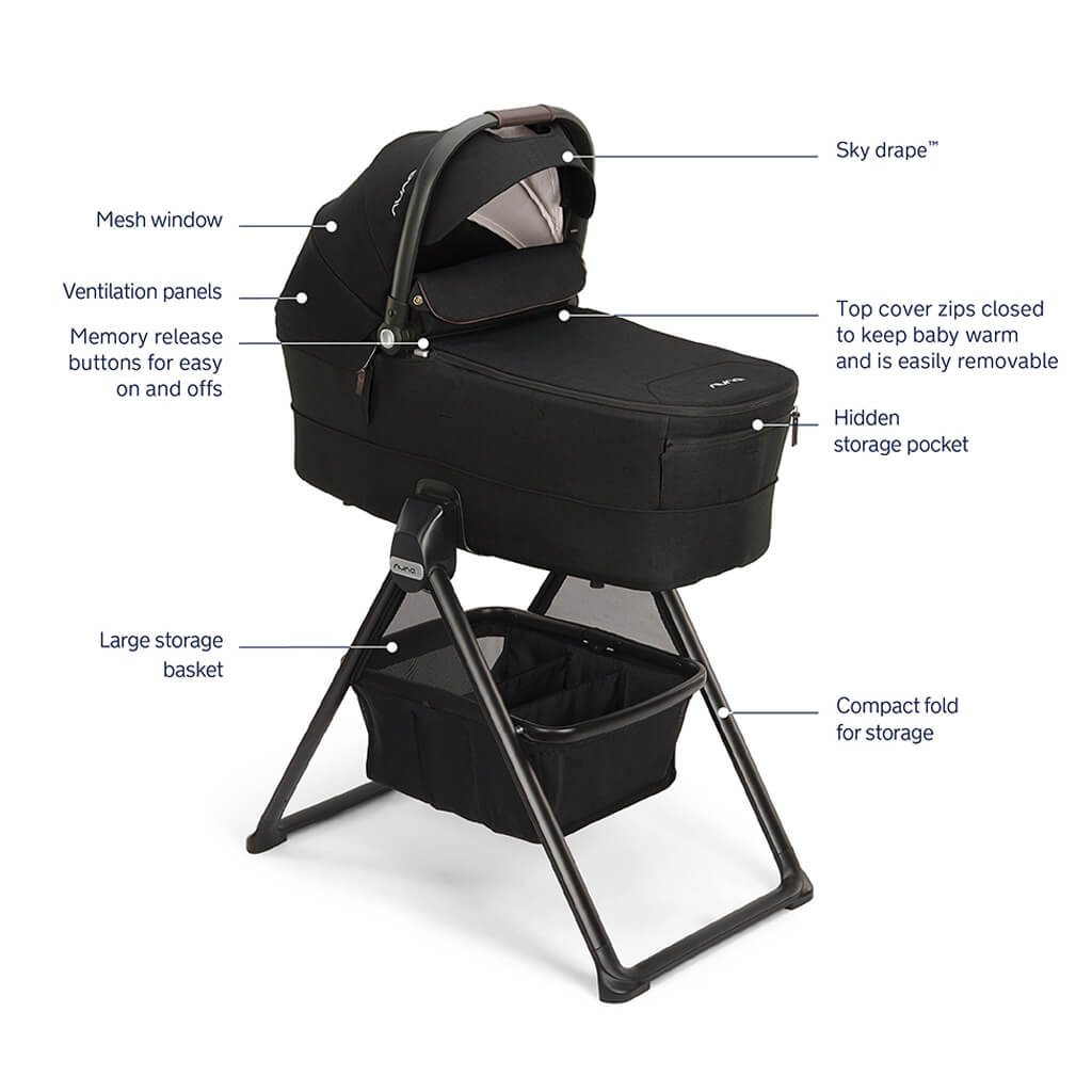 Color_Caviar/Chocolate | MIXX Series Bassinet + Stand | NINI and LOLI