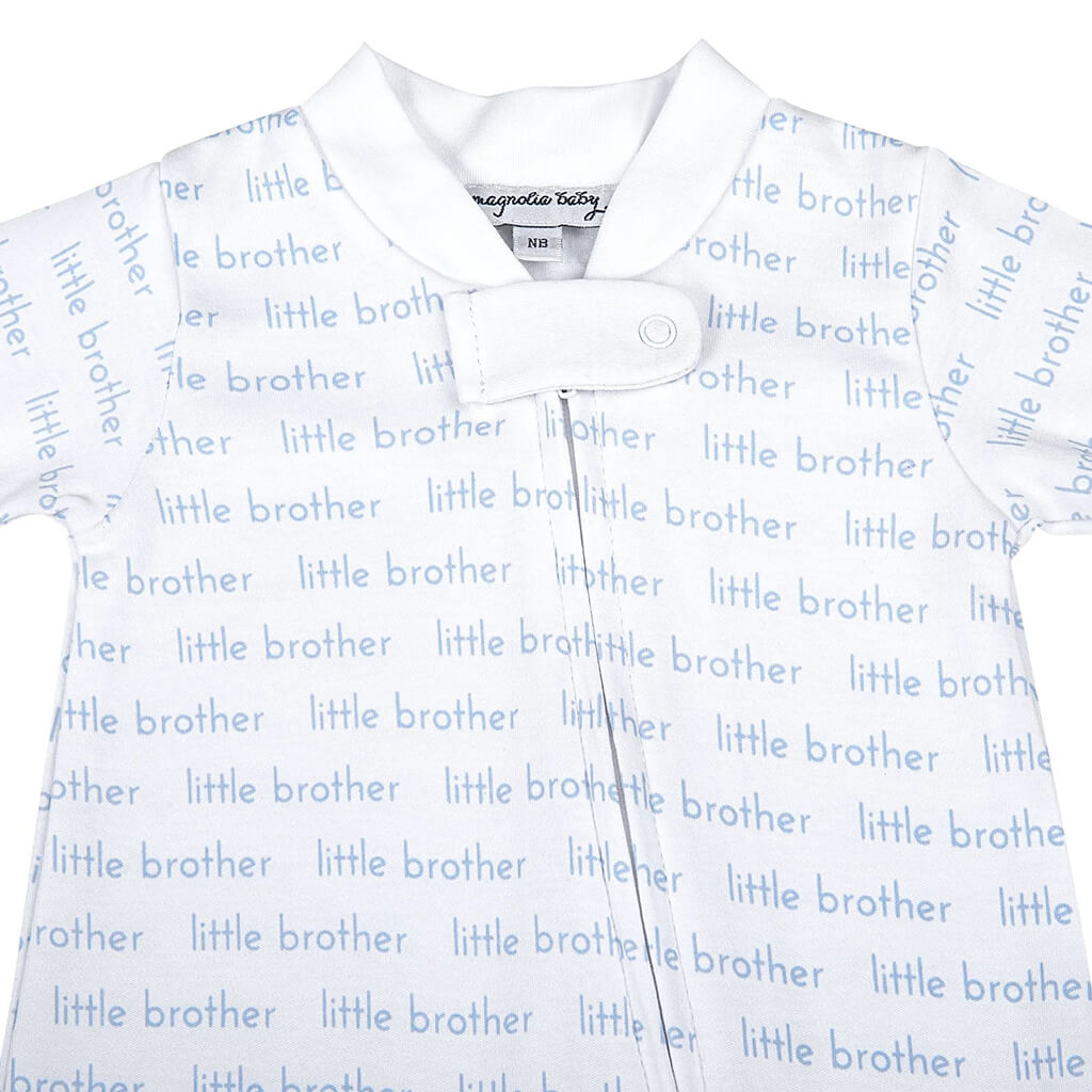 Little Brother Print Zip Footie