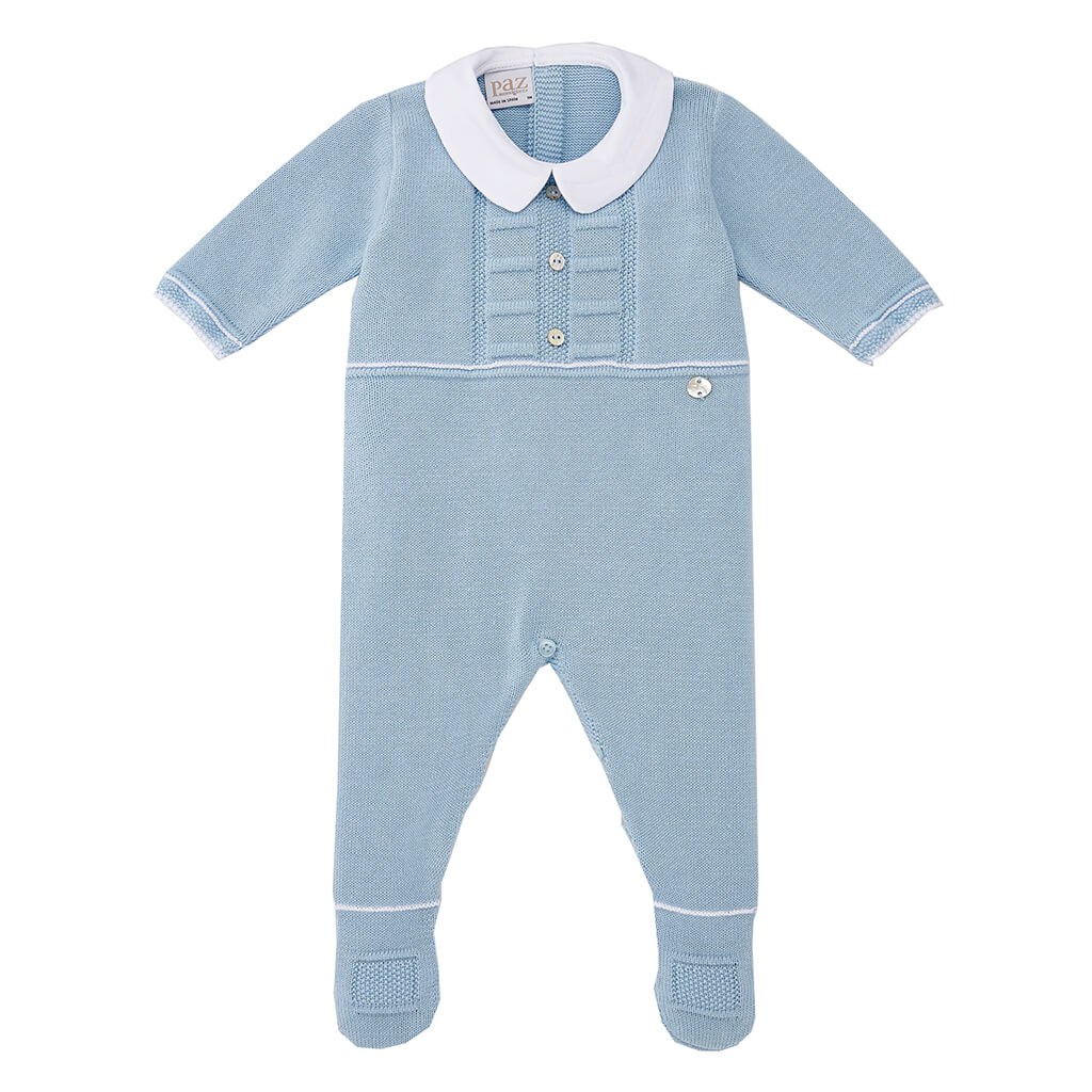 Paz Rodriguez Knit Long Romper Lia Sky Blue