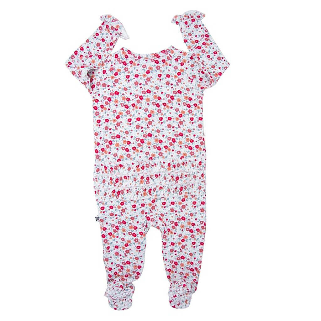 Zipper Footie Crimson Floral