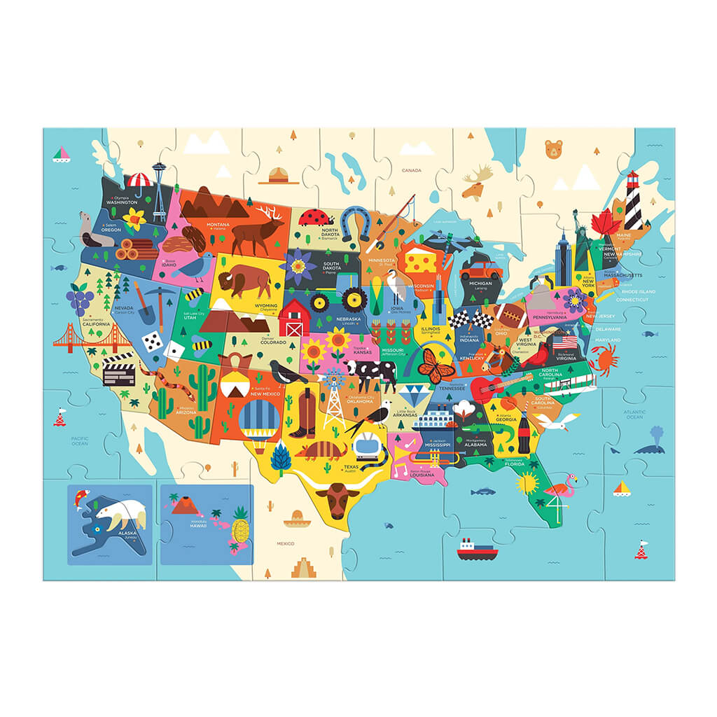 Geography Map of USA Puzzle 70 Piece – NINI and LOLI