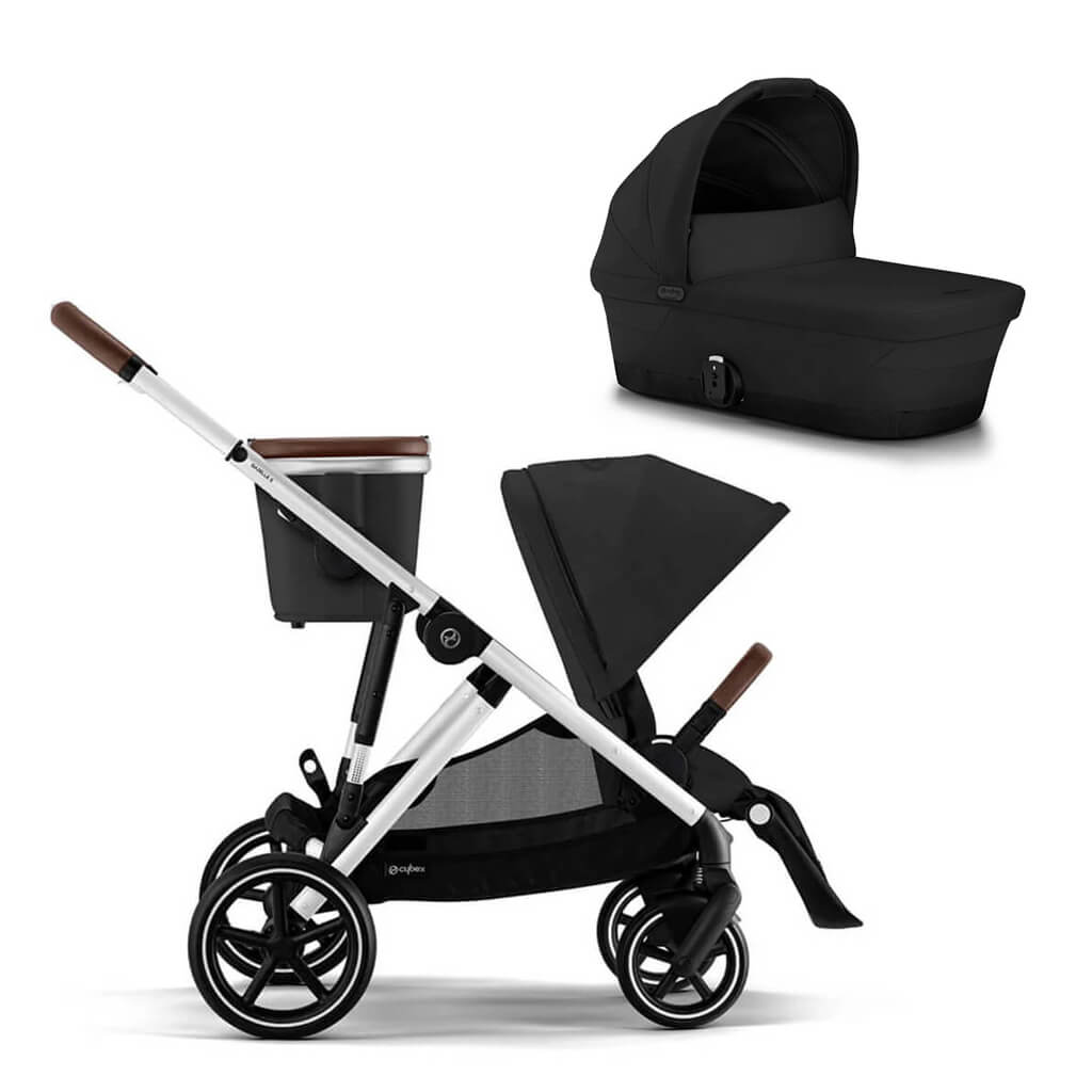 Color_Moon Black (Silver Frame) | Gazelle S 2 Stroller + Cot | NINI and LOLI