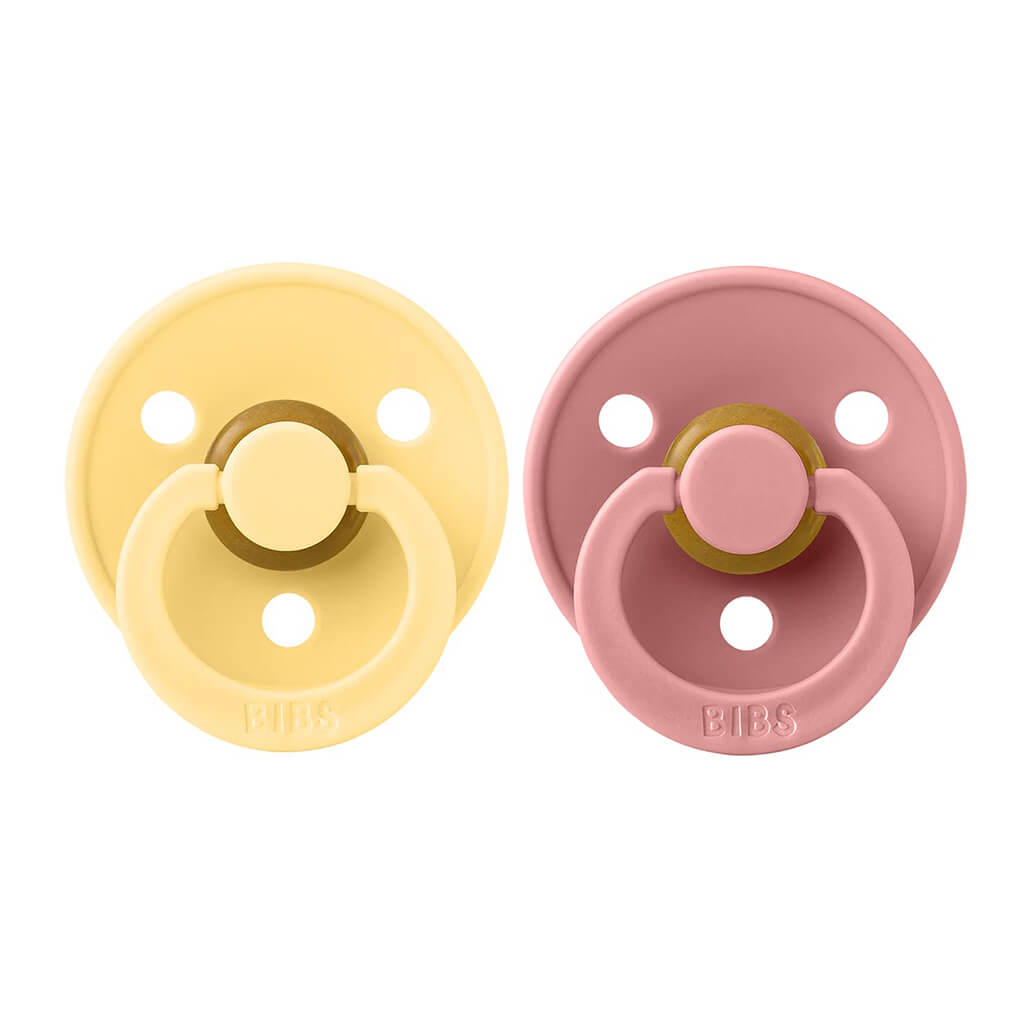 Bibs Natural Rubber Pacifier 2 Pack Pale Butter/Dusty Pink – NINI and LOLI