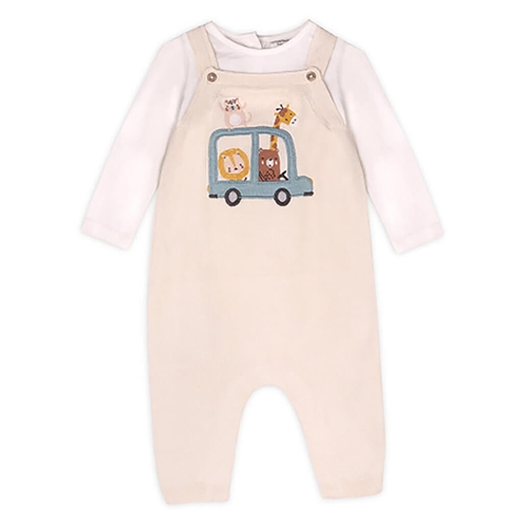 Embroidered Knit Overall Set Animal Safari Car
