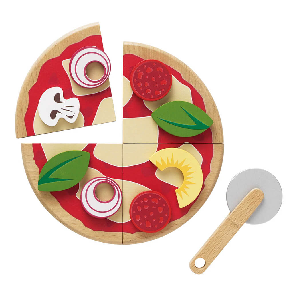 Pizza and Toppings with Slice Cutter