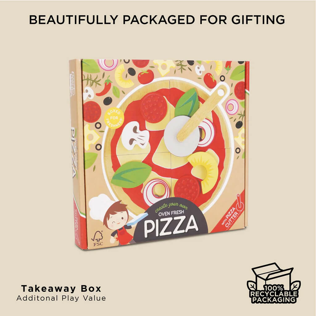 Pizza and Toppings with Slice Cutter