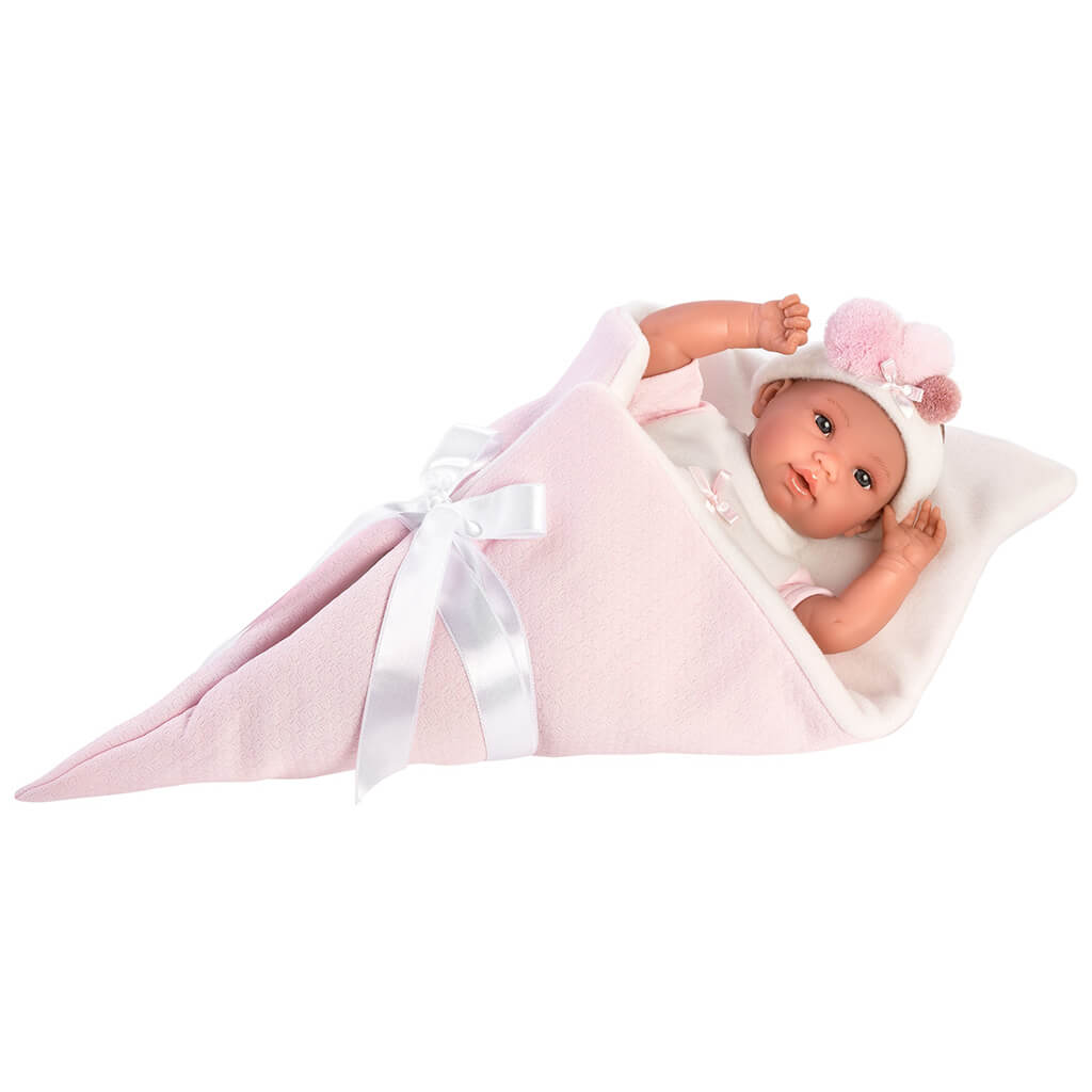 Soft Body Crying Newborn Olivia with Swaddle Blanket