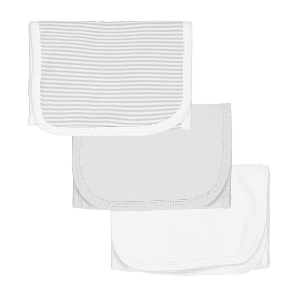 3 Pack Burp Pad Grey Stripes