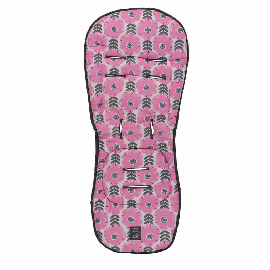 Long Stroller Mat Flower Pink/Charcoal
