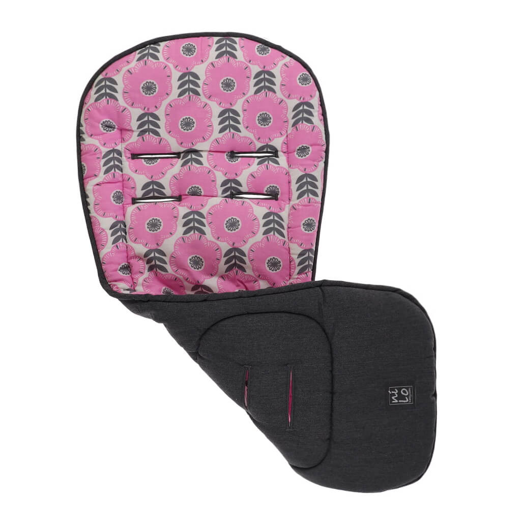 Long Stroller Mat Flower Pink/Charcoal
