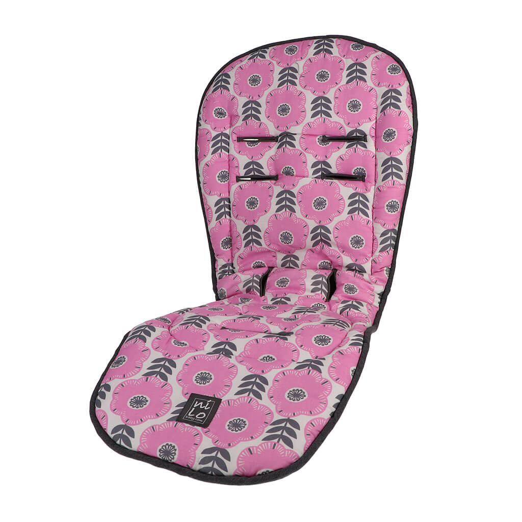 Long Stroller Mat Flower Pink/Charcoal