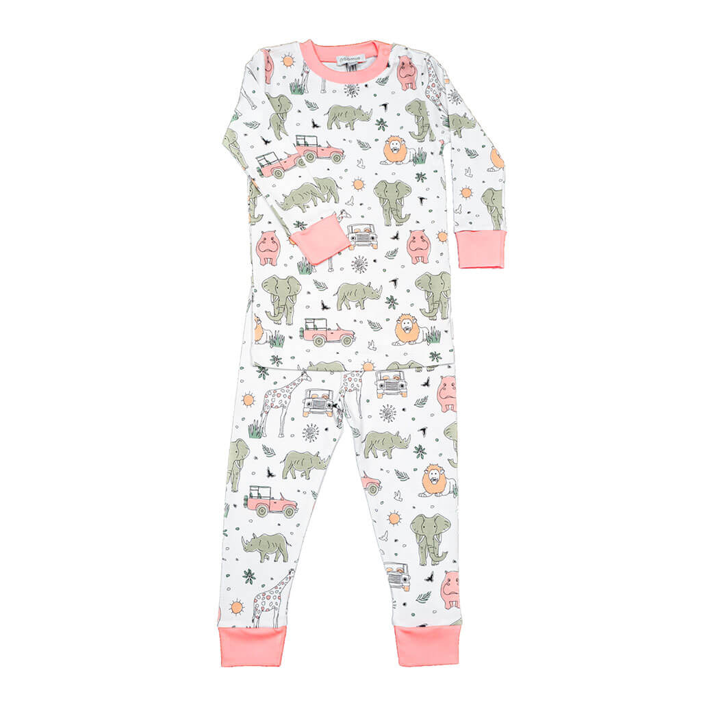 Noomie 2 Piece Pajamas Pink Safari