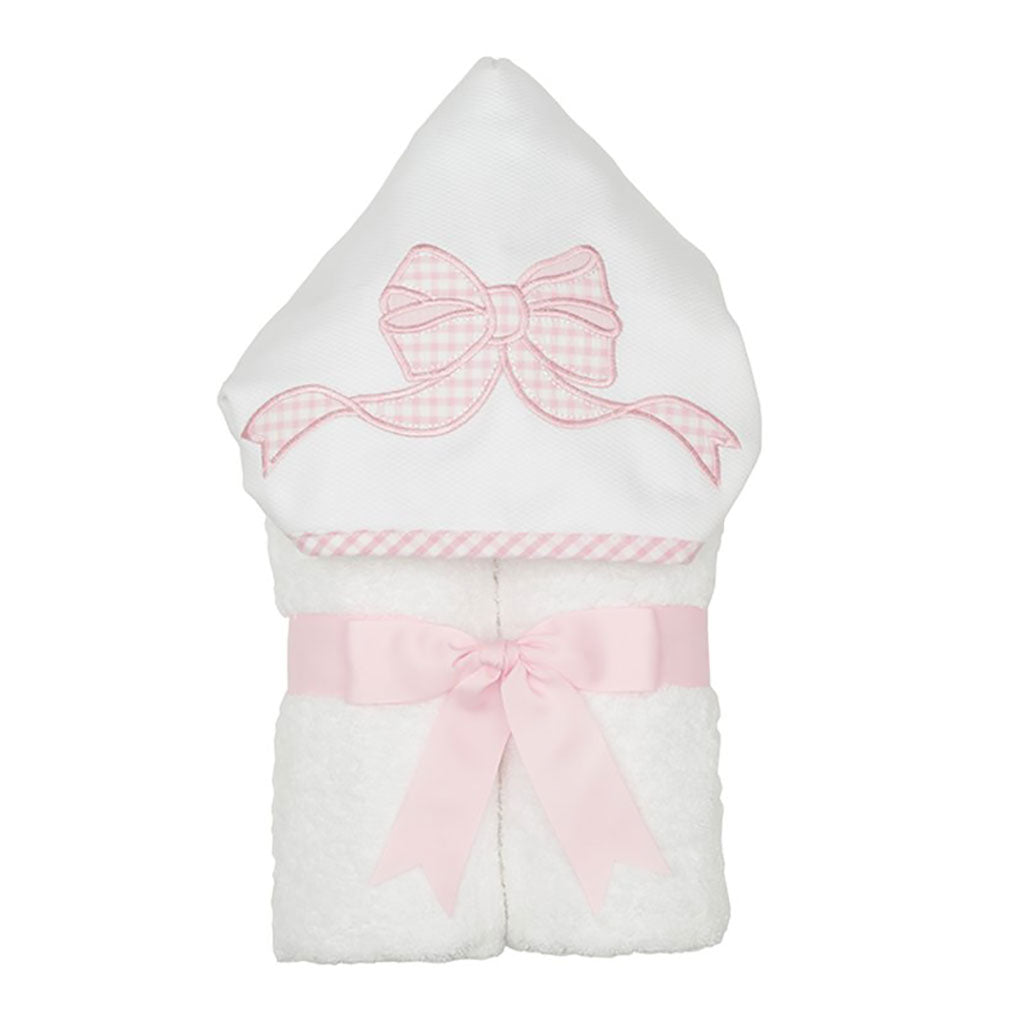  Applique Creative Hooded Towel Pink Bow | NINI and LOLI