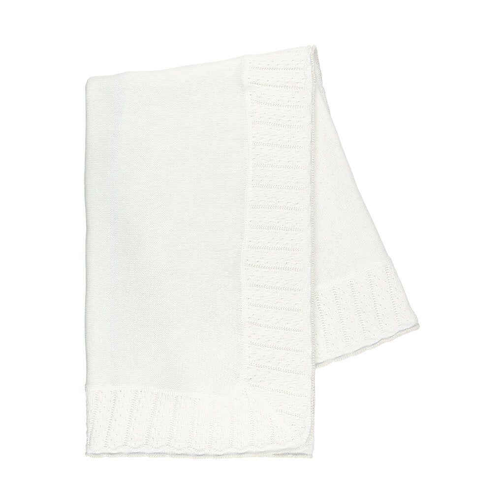 Cotton Jersey Blanket with Tipped Pointelle White