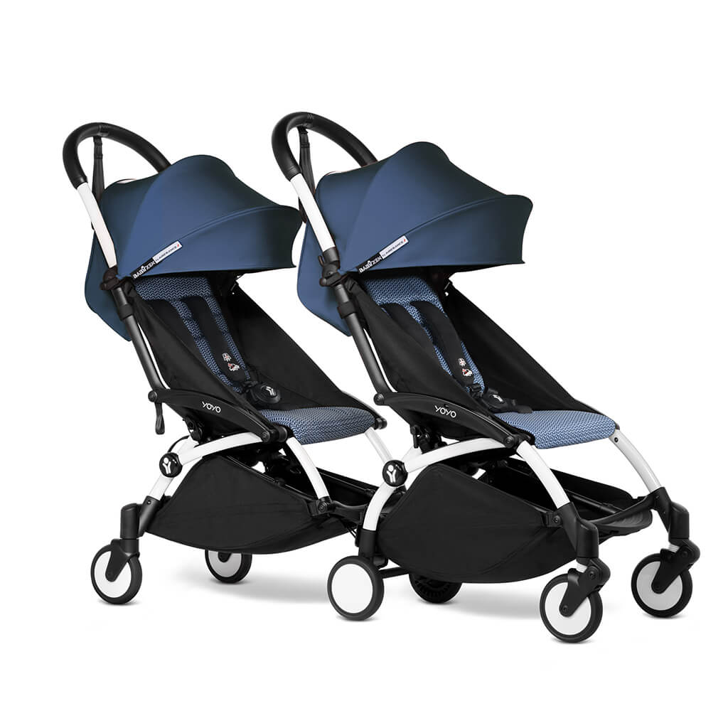 babyzen yoyo stroller blue BABYZEN YOYO Connect Double Stroller 6+ White Frame